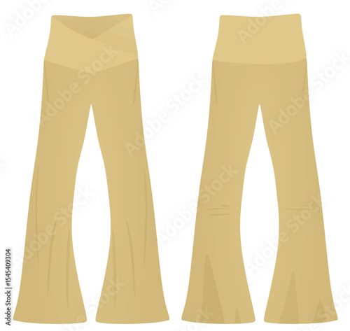 Brown flared loose pants. vector	