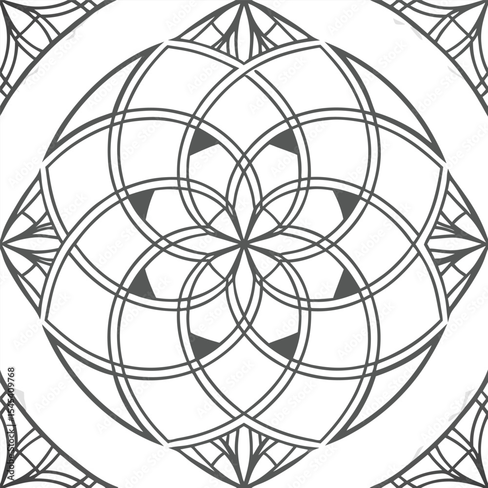 Obraz premium minimalist-geometric-mandala-made-of-concentric-ri.eps