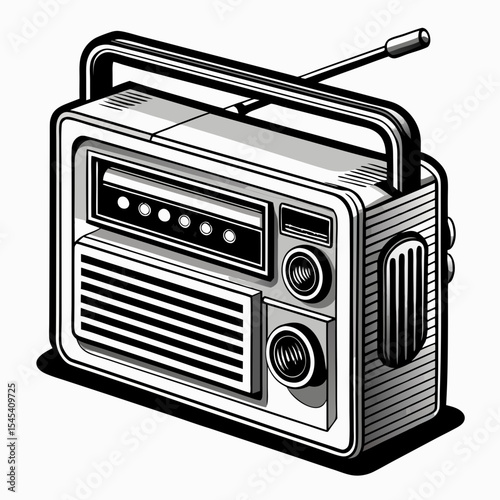 retro radio isolated on white