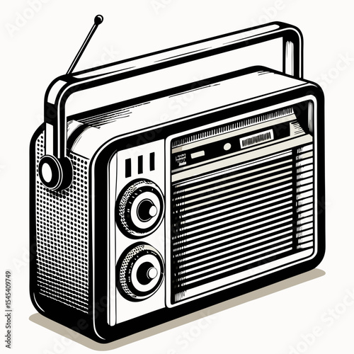 retro radio isolated on white