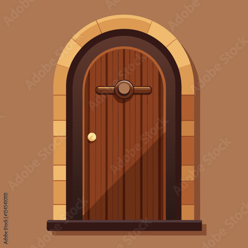 vector illustration of a wooden door