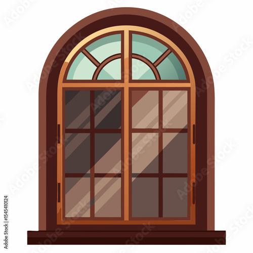 wooden window on white background