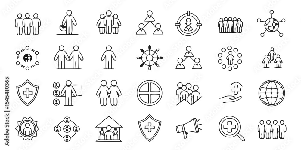Fototapeta premium comprehensive corporate business line icons set professional symbols isolated on white background.