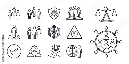 vector set of celtic ornament, business corporate line icons collection professional symbols isolated on white background.