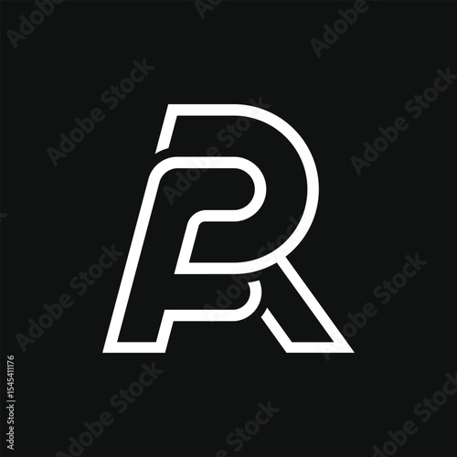 letter Fr or Rf minimal line art geometric logo