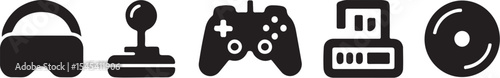 Gaming and entertainment icon collection featuring virtual reality controller and more