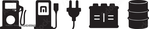 Various icons representing fuel alternatives and conventional energy sources and technologies