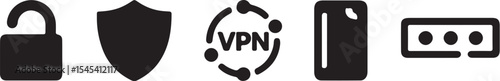 Security and privacy icons representing protection and digital safety concepts for online usage