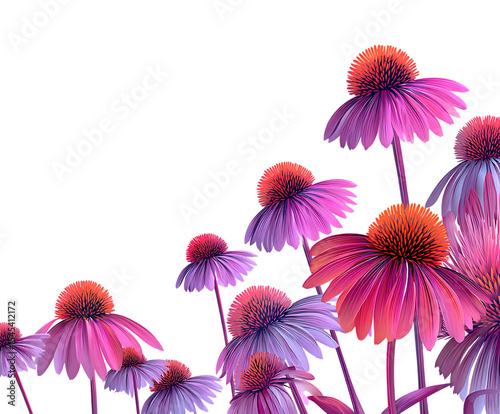 Abstract Background Featuring Colorful Coneflowers in Bloom