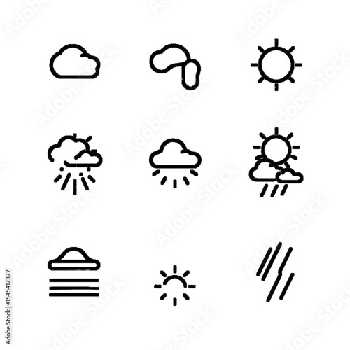 weather icons set, stroke, lined, vector, ilustration, eps