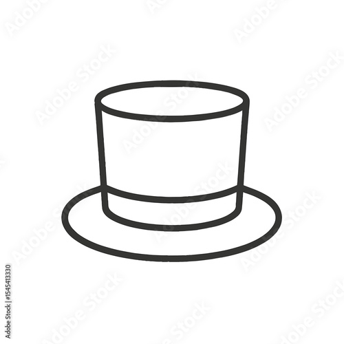 Top hat illustration in minimalistic black line style  