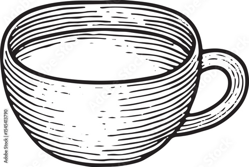 Hand-drawn cup icon symbolizing warmth, relaxation, and self-care, perfect for wellness and mental health designs promoting cozy comfort and mindfulness