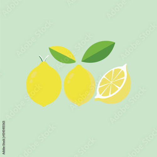 A simple, minimalist digital illustration of three lemons in clean vector style. Perfect for food design, citrus branding, healthy eating visuals, and organic product packaging
