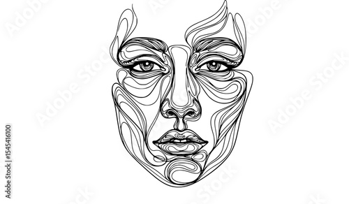 Elegant Line Art Portrait: A Minimalist Illustration of a Woman's Face Emphasizing Fluidity, Emotion, and Artistic Expression