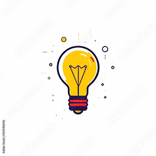 The image is a modern illustration of a light bulb done in pop art style, complete with a defining contour and isolated on a white background