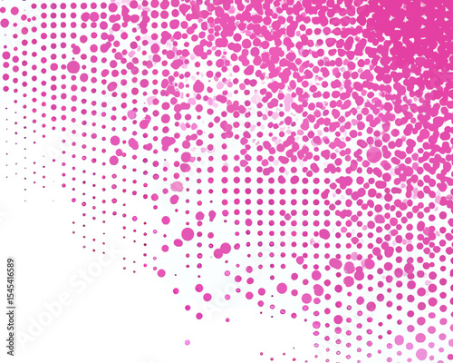 The background consists of a vertical gradient of pink halftone dots, presented as a pop art template with an added texture illustration