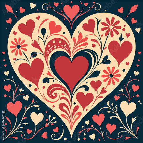 Heart Shape Design with Floral Decoration