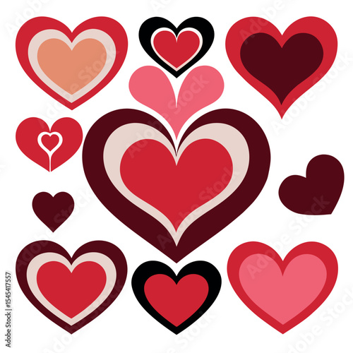 A Collection of Retro Hearts Vector