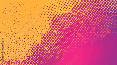 The background is a modern illustration of a retro comic pop art style, with a combination of orange and magenta colors, and features dots and a cartoon halftone effect, all in eps10 format