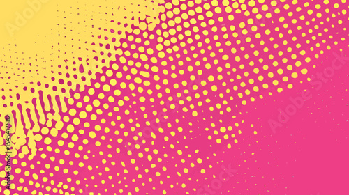 A background with a retro pop art style that incorporates magenta and orange colors and halftone dots