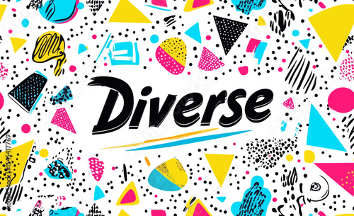 The 80s and 90s inspired poster combines retro style textures and a mix of alphabet, creating a fashionable aesthetic background with eighties graphics, suitable for a pop and rock music party event