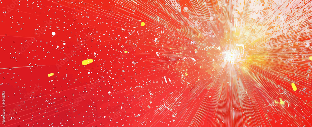 Boom cloud with stars and lightning on a halftone background, designed as a banner template for surprising and bursting events, presented in a modern pop art style suitable for sales and promotions