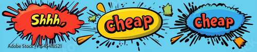 Pop art messages of different shapes and emotions are conveyed through modern comic speech bubbles and sound effects from books