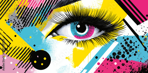 Modern art characterized by digital collage, trippy designs, and an abstract background that sparks creativity through the eye