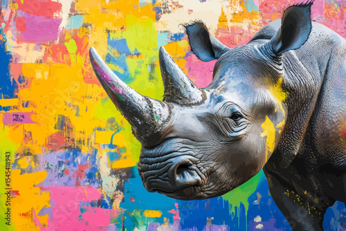 The stock features a poster with a vibrant, bright, and colorful depiction of an animal