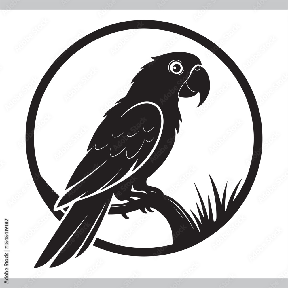Fototapeta premium Vector illustration set of black and white flying bird silhouettes and icons