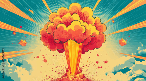 Pop art style graffiti serves as the background for a comic book explosion