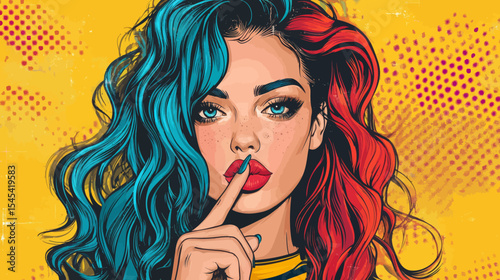 A woman with a secretive expression depicted in a comic style illustration
