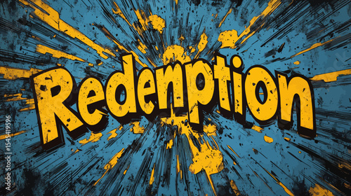 The word reputation illustrated in a pop art comic book style, featuring explosions and halftone dots
