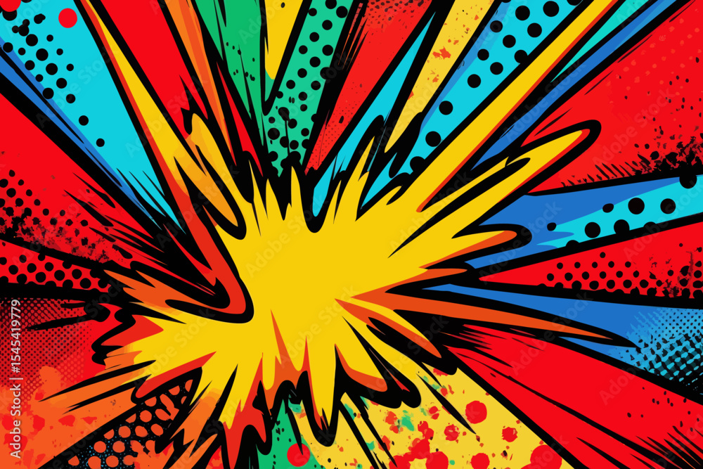 Fototapeta premium A colorful and lively pop art collage that incorporates various elements of comic style