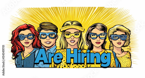 The company is looking to hire someone to create word lettering in a retro pop art style on a white background