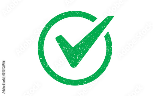 check mark tick green ink rubber stamp seal grunge effect dusty grainy badge vector sign symbol