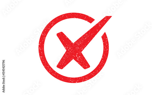 cross mark red ink rubber stamp seal grunge effect dusty grainy badge vector sign symbol declined rejected unapproved negative