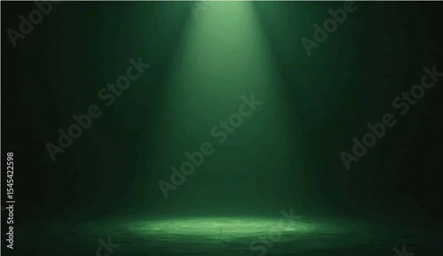 abstract.  With a warm top-left spotlight, a dark green gradient, a cinematic glow, melancholy depth, and delicate light drama.