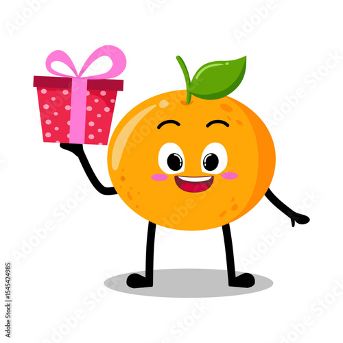 Cute Hand Drawn orange giving present