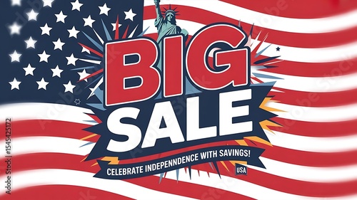 Fourth of July USA Independence day sale banner design for advertising, banners, leaflets and flyers, Patriotic Sale template banner for website headers, created with generative ai	