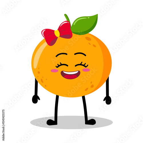Cute Hand Drawn orange Happy Girl
