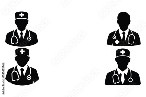 Silhouette doctors in various poses