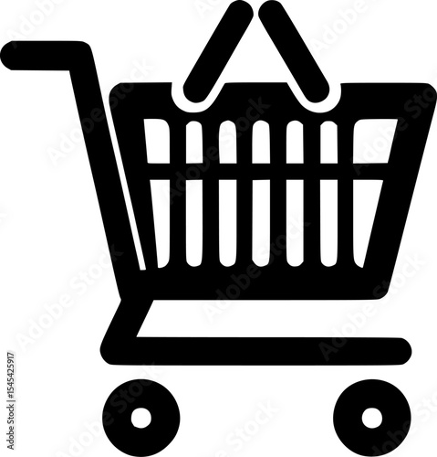 minimalist black and white icon of shopping cart
