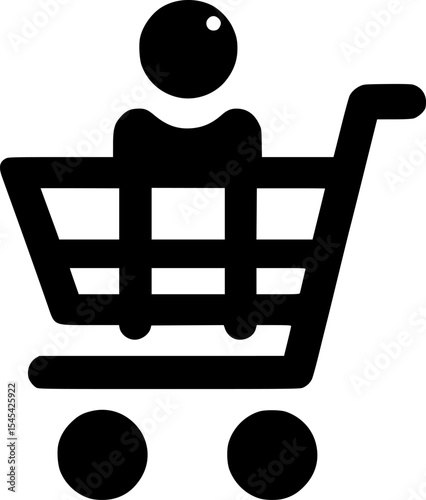 minimalist black and white icon of shopping cart