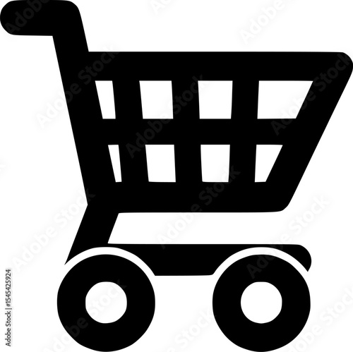 minimalist black and white icon of shopping cart