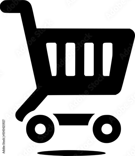 minimalist black and white icon of shopping cart