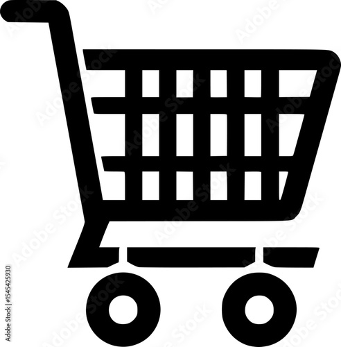 minimalist black and white icon of shopping cart