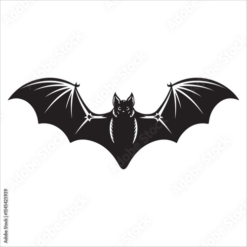 bat silhouette vector on white background. Halloween bat icon 