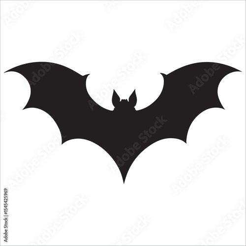bat silhouette vector on white background. Halloween bat icon 