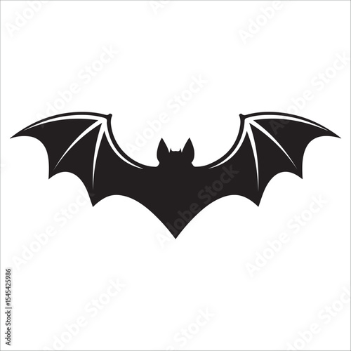 bat silhouette vector on white background. Halloween bat icon 